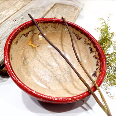 VINTAGE: Studio Pottery Bowl - Crackled Glazed - Handcrafted Bowl - SKU 22-C-00032603 