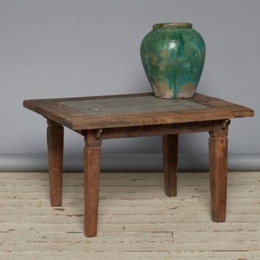 Teak Coffee Table with 17th Century Belgian Bluestone Top