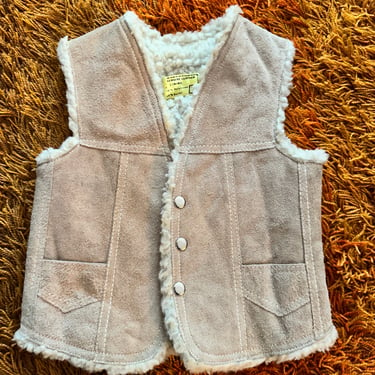 Vintage Kid’s Pioneer Wear Style  Suede & Shearling / Sherpa Vest 