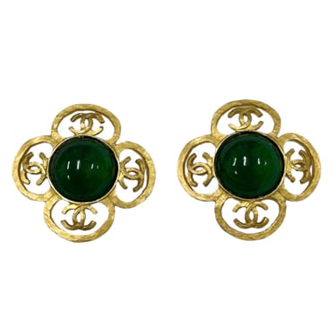 Chanel Gold Cutout Logo Earrings
