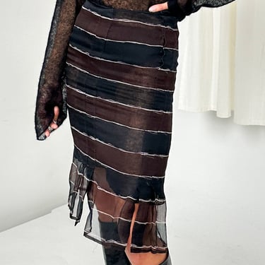 Prada Silk Chiffon Striped Sheer Skirt (XS)