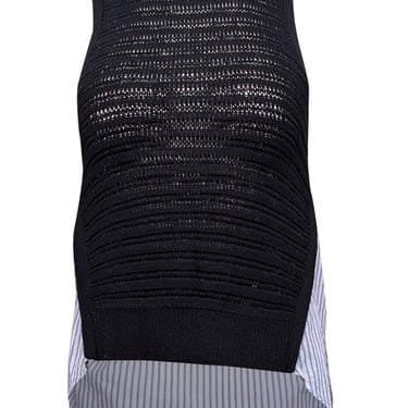 Veronica Beard - Black Open Knit Sleeveless Top w/ Shirting Sz XS