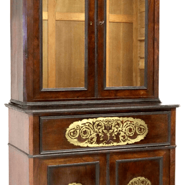 Antique Bookcase, Secretaire, French Napoleon III Period, Gilt, Glazed, 1800's!