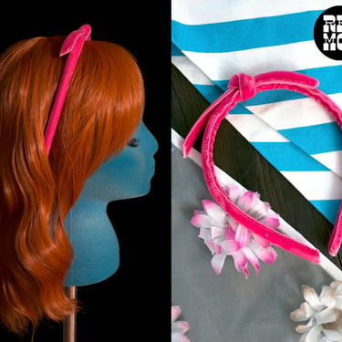 ICONIC Mod Vintage 60s 70s Pink Velvet Headband 