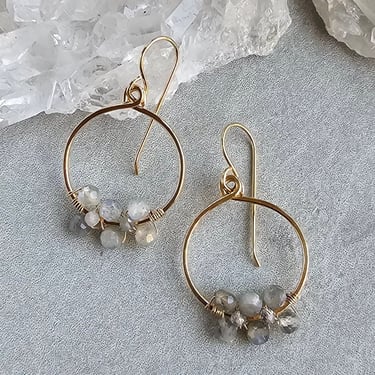 Truly Earrings Small - 14k Gold-Fill + Labradorite