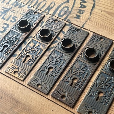 Set of 5 Nashua Lockwood Brass Door Back Plates B-12800 