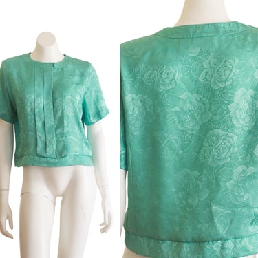 1990s seafoam green silky blouse 