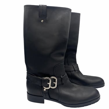 Dior Contemporary Black Leather Motorcycle Boots