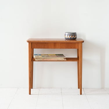 1960s Scandinavian Teak Nightstand – Minimalist Vintage Bedside Table 