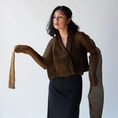 Pull Plissé Vintage Roméo Gigli Taille 42 En Laine - Parfait état, Manches Ballon, Bleu, Made In Italy