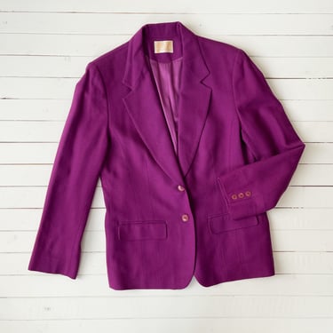 purple wool jacket | 70s 80s vintage Pendleton pink fuchsia dark academia wool blazer 