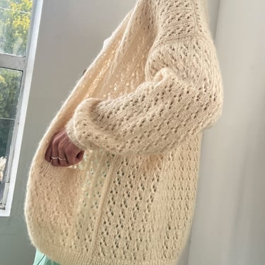 Natural Hand Knit Mohair Cardi (M)