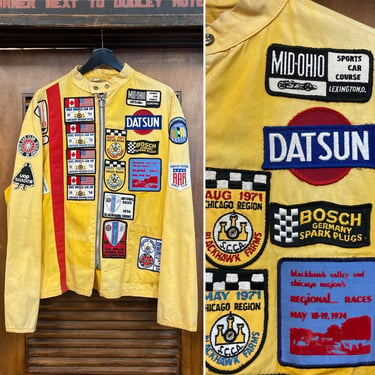 Vintage 1970’s Car Club Racing Jacket with All Over Patches, 70’s Jacket, 70’s Racing, Vintage Patches, 70’s Racing Top, Vintage Clothing 