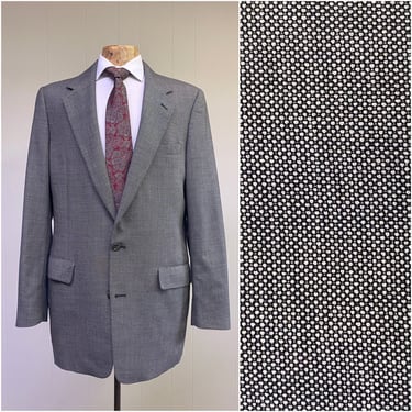 Vintage Brooks Brothers 2 Button Woven Wool Sport Coat, Classic Menswear Blazer, 42X Extra Long, VFG 