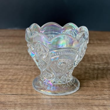 LE Smith Collection Iridescent Carnival Glass Toothpick Holder Shines Like a Rainbow 