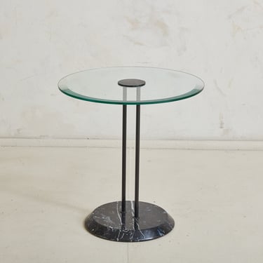 Black Marquina Marble + Glass Side Table by Vico Magistretti for Cattelan Italia, 1980s