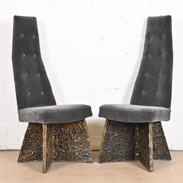 Adrian Pearsall Mid-Century Modern Brutalist High Back Chairs, Pair