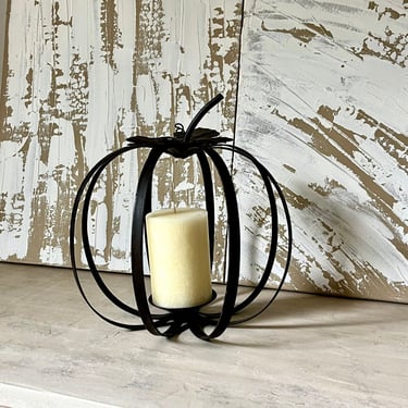 Wrought Iron Pumpkin Shaped Candle Holder 