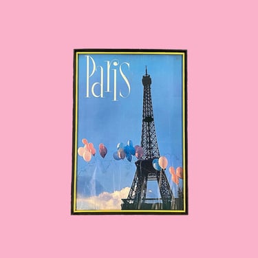 Vintage Paris Print 1970s Retro Size Mid Century Modern + Turner Wall Accessory + France + Eiffel Tower + Balloon Arch + MCM Wall Art 