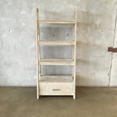 Four Tier Wood Ladder Bookshelf w/ Drawer
