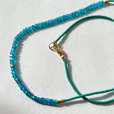 Debbie Fisher | Jade Seed, Gold Vermeil and Apatite Beads with Gold Fill Clasp Necklace