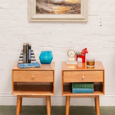 Pair of Modern Lightwood Nightstands
