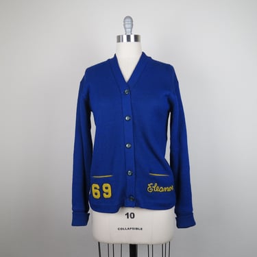 Vintage 1960s wool school sweater, cardigan, academia, collegiate, letterman, size medium 