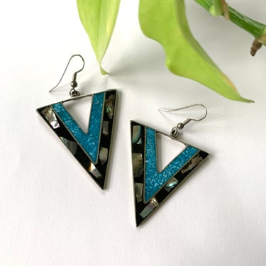 V Abalone Earrings Vintage