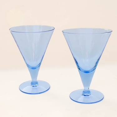 Set of 2 Blue Vintage Glasses, Vintage Barware, Cocktail Glasses, Vintage Glassware 