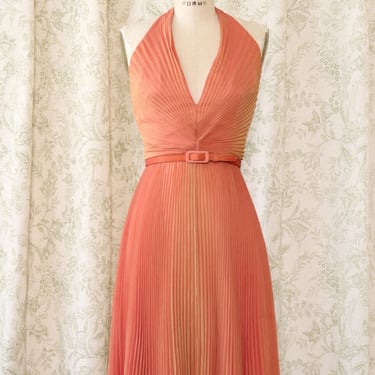 Peachy Pleated Party Dress S