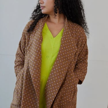 RUJUTA SHETH Brooklyn Noragi Jacket - Brown Square Dot on Garmentory