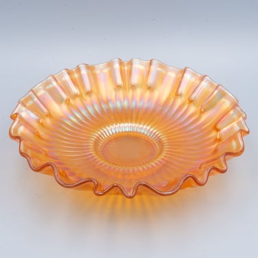 Fenton Smooth Rays Marigold Carnival Glass Bowl | Antique 3N1 Iridescent Glassware 
