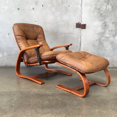 Danish Modern Recliner With Ottoman By Westnofa In Teak And Leather