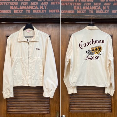 Vintage 1950’s “Coachmen” Hot Rod Car Club Cotton Embroidery Rockabilly Jacket, Original, Dan River, 50’s Vintage Clothing 