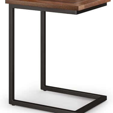 Skylar Mango Wood 18" Industrial C Side Table in Dark Cognac Brown FFW258-708