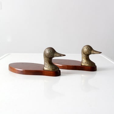 vintage brass duck valet trays pair 