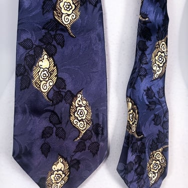 1920's ART DECO Mens Necktie Antique Vintage Blue Silk Suit Tie, 1930's Flapper Era 