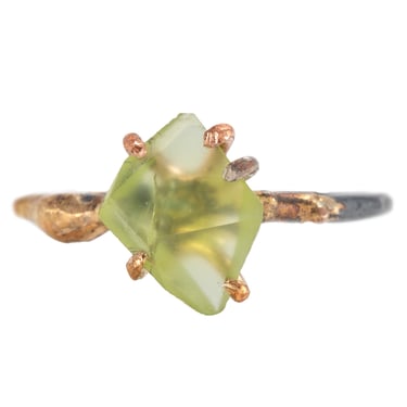 Peridot Small Stone Ring - 18k/14k Gold +  Oxidized Sterling Silver