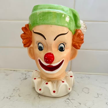 Vintage Napcoware C3321 Ceramic 6” Tall Clown Head Face Planter with Ruffles Vase Japan by LeChalet