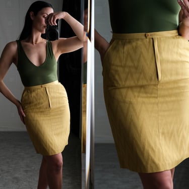 Vintage MISSONI Golden Camel Zig Zag Jacquard Mini Pencil Skirt Unworn w/ Saks Fifth Ave. Tags | Made in Italy | Y2K Italian Designer Skirt 