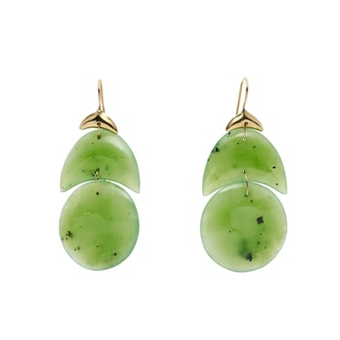 TenThousandThings 18k Nephrite Jade Small Arp Earrings