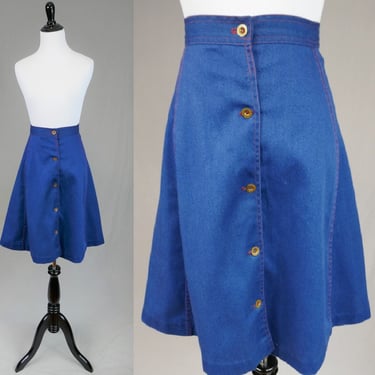 70s Blue A-line Skirt - 26