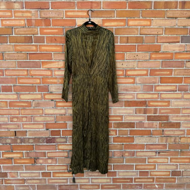 green petersyn tiger stripe long sleeve dress / l large 