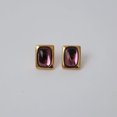 Vintage Mulberry Glass Gem Earrings
