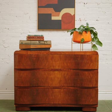 French 1920s Walnut Burlwood Art Deco Dresser