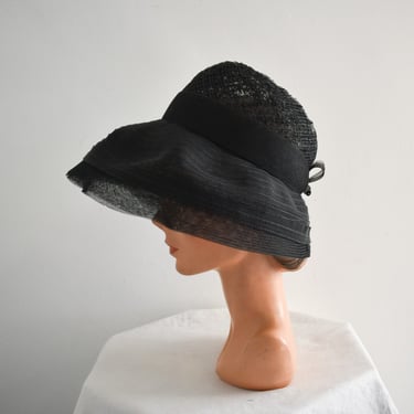 1960s Christian Dior Black Wide Brimmed Hat 