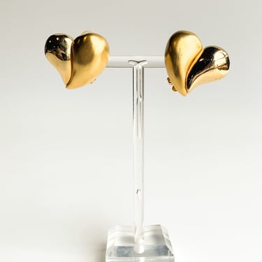 Vintage Designer Givenchy Split Heart Clip-on Earring