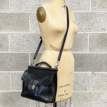 Coach Willis Bag Retro 1990s Black + 9927 + Leather + Messenger + Crossbody + Top Handle + Adjustable Strap + Women's Accessory's 