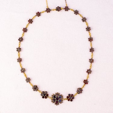 Antique Garnet Floral Necklace