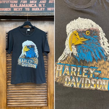 Vintage 1980’s “Harley Davidson” Motorcycle MC Cotton T-Shirt, Eagle, Original, 80’s Tee Shirt, Vintage Clothing 